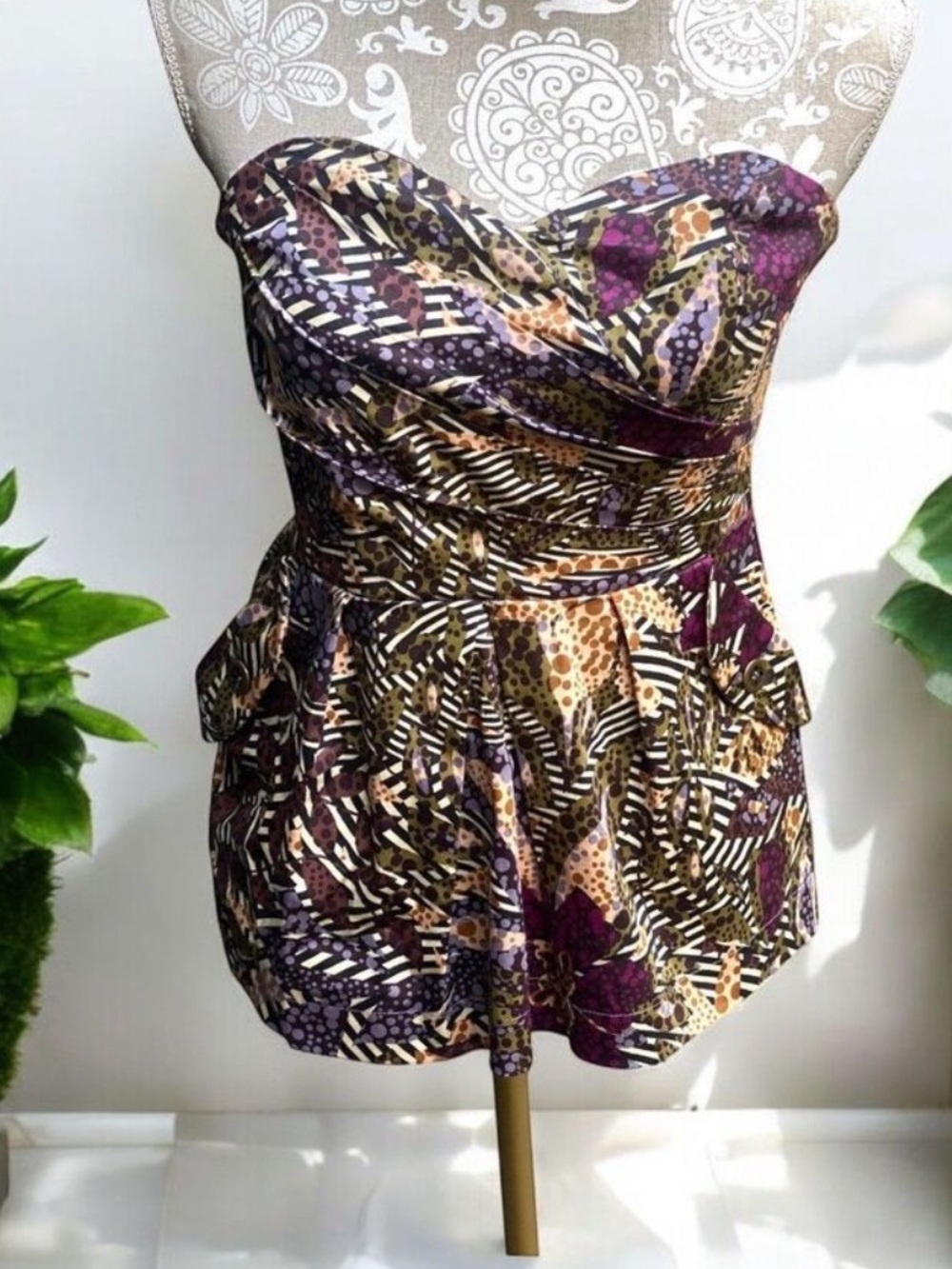 Anthro Fei Pesisir Peplum (Multi) Print & Color Size 2 - Picture 9 of 14
